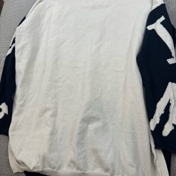 Lisa Todd Lightweight Intarsia "Misbehaving" Cashmere Blend V-Neck Sweater ~ S - Picture 15 of 15